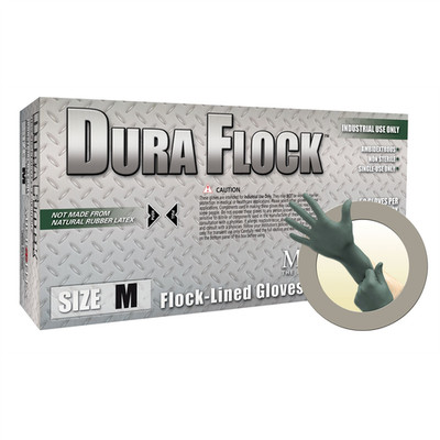  DFK-608-S Microflex DURA FLOCK 8 MIL FLOCK-LINED GREEN NITRILE GLOVE SMALL
