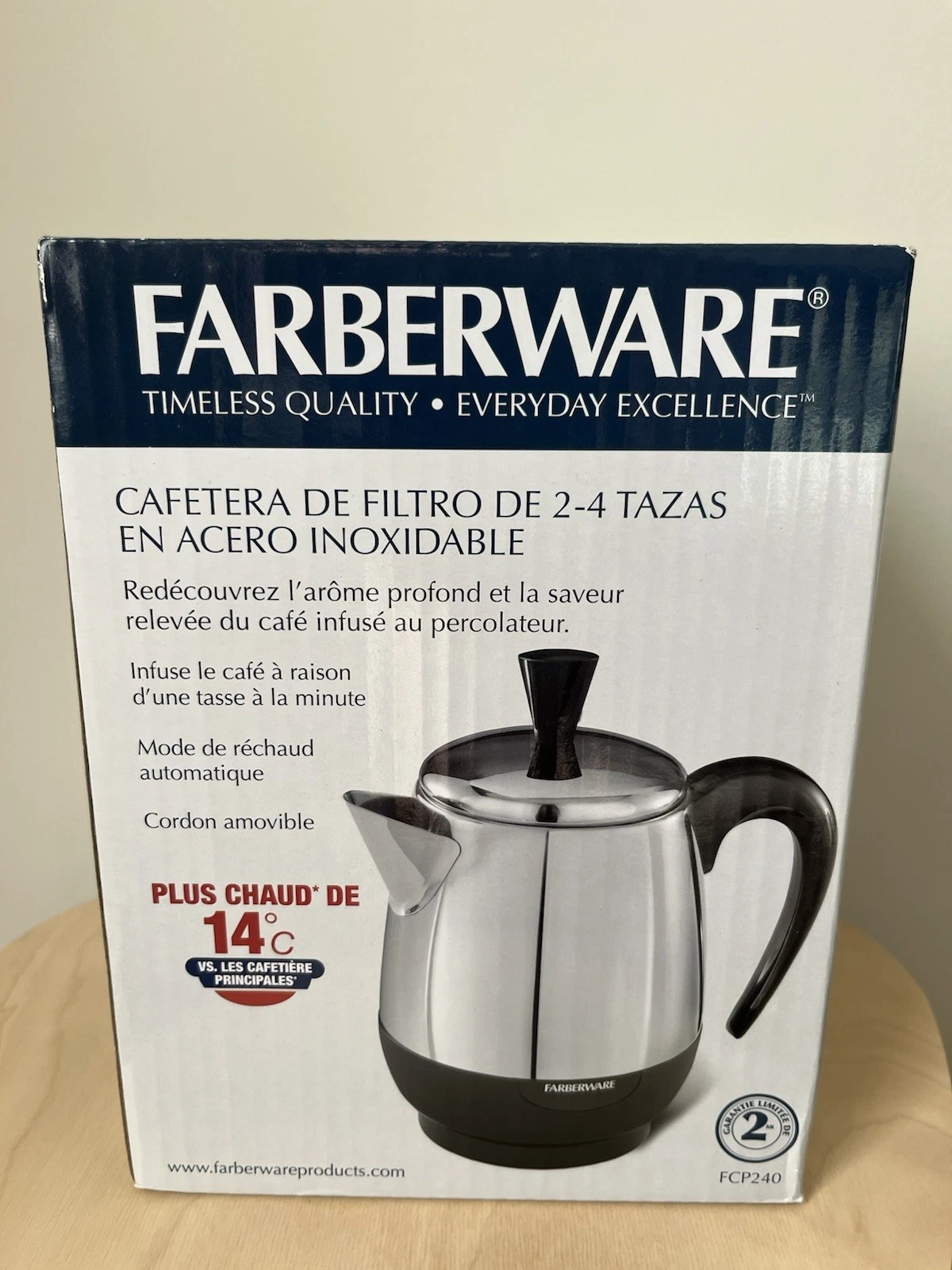 Farberware Electric Coffee Percolator FCP240 Stainless Steel Basket Automatic