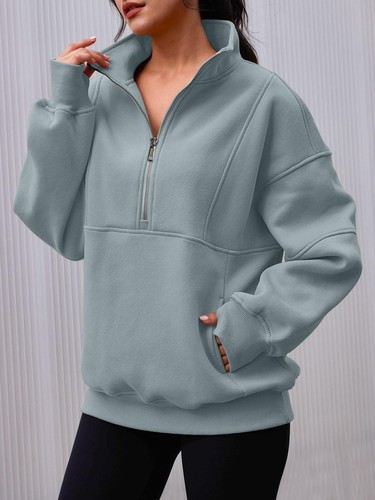 Women's Half Zip Oversized Sweatshirts Fleece Pullover Long Hoodies Casual Mo... - Picture 4 of 5