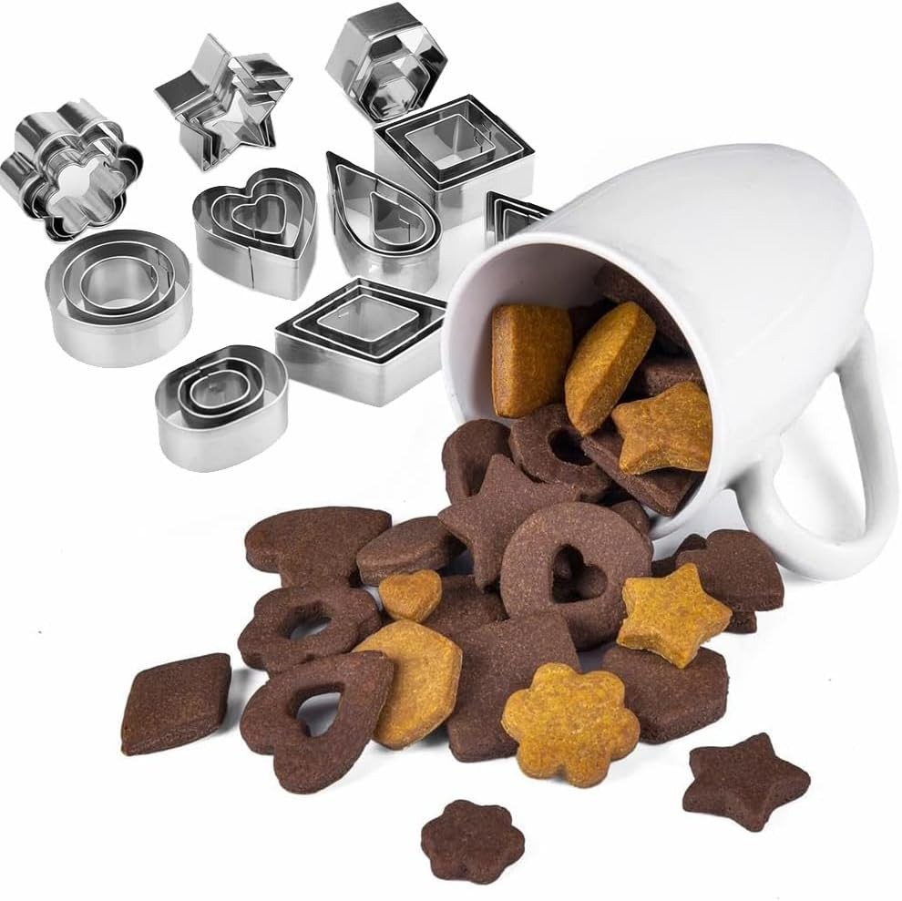 30Pcs Mini Cookie Cutter Set with Box, Small Stainless Steel Fruit Veggie Tiny 