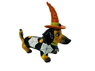 Blue Sky Authentic Clayworks  Trick or Treat Dachshund Dog Figurine Halloween