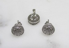 Schönes Diamant Sterlingsilber Anhänger & Ohrringe Set ~ 3,7 g ~ 14-A773