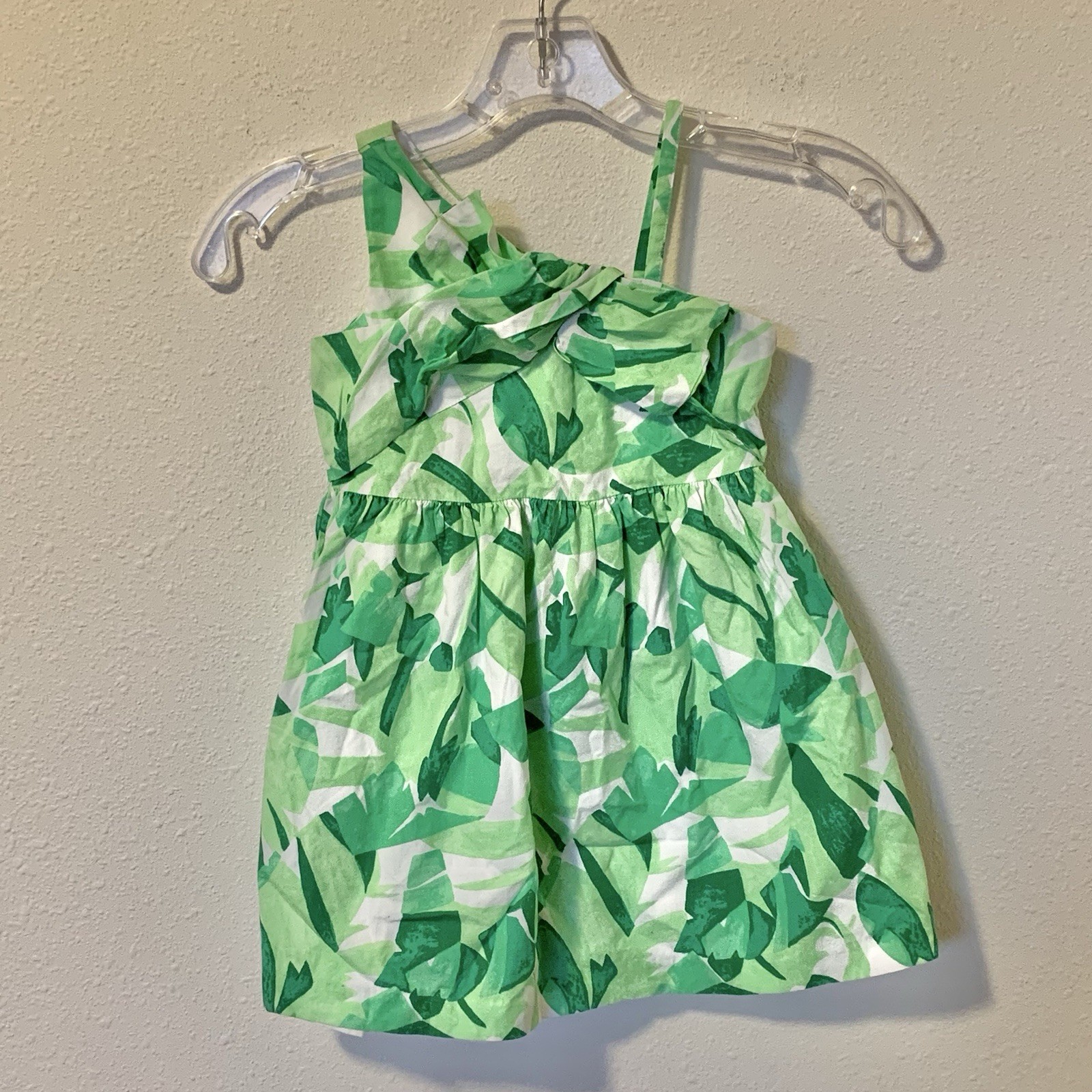 Janie And Jack Girls Sz 4 Sunshine Oasis Palm Dress Green White Sundress