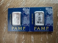 Lot Of 2 - 1 gram Platinum Bar - PAMP Suisse Lady Fortuna In Assay - Sequential