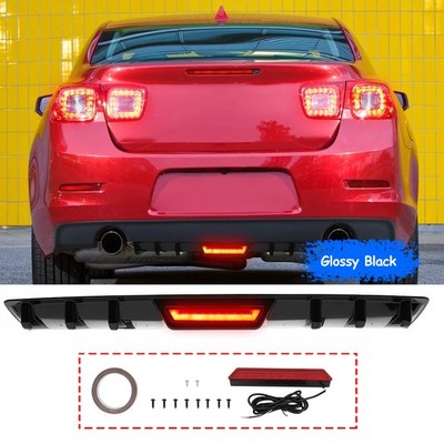 For Chevrolet Malibu Rear Bumper Lip Diffuser Spoiler Lip w/ LED Brake Light