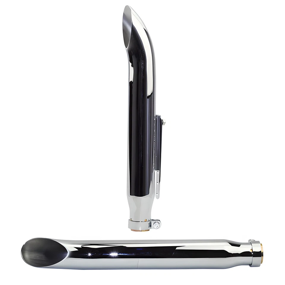 2X Chrome 20" Motorcycle Turnout Silencer Exhaust Custom Chopper Cafe Racer US Foto 2 de 4