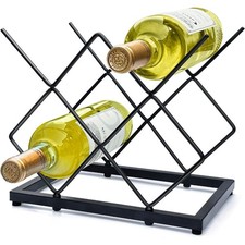 Countertop Wine Rack Metal Holder for 5 Bottles Storage Modern Black Tabletop