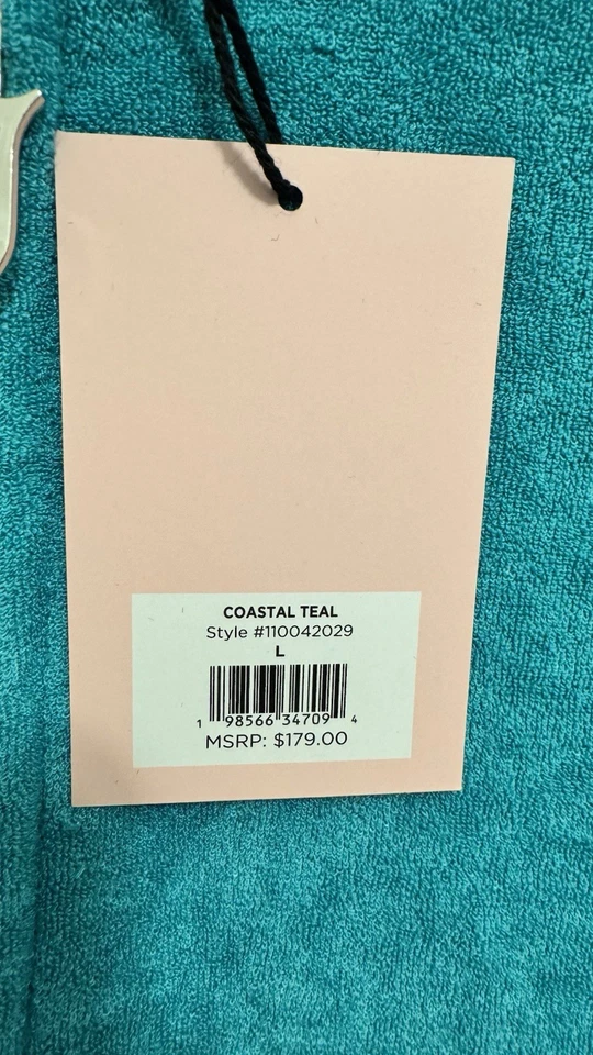 Sudadera con capucha y pantalones cortos Juicy Couture Terrycloth Coastal Teal manga corta, talla L nueva con etiquetas Foto 3 de 4