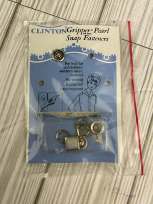 #ad Vintage White Pearl Snaps SQUARE Snap Fasteners Replacement Notions NOS Set Of 2 $12.99
