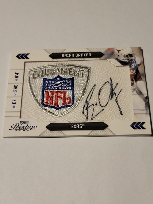2009 Playoff Prestige Auto Patch NFL Draft Logo Brian Orakpo 19/25