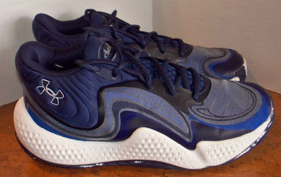 Under Armour Spawn 6 Navy Blue Men's 7.5 Wms 9  Mid Basketball Shoes Sneakers