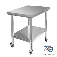 30x36x34 Inch Stainless Steel Work Table 3-Stage Adjustable Shelf with 4 Wheels