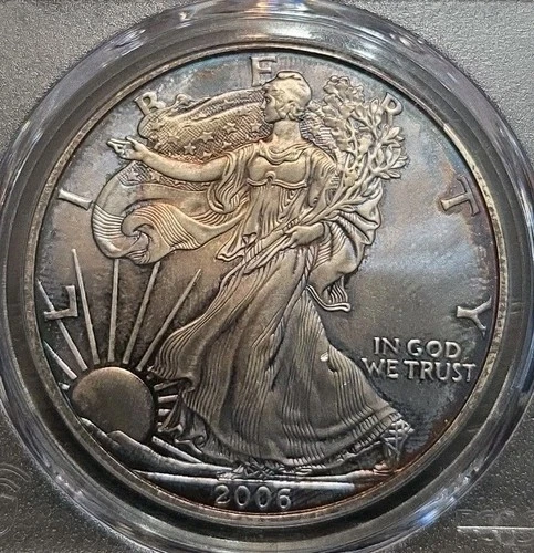2006 SILVER EAGLE PCGS MS67 1oz Silver MONSTER TONER