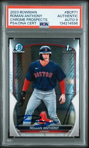 2023 Bowman Chrome Roman Anthony Signed Card Red Sox 9 Auto PSA/DNA
