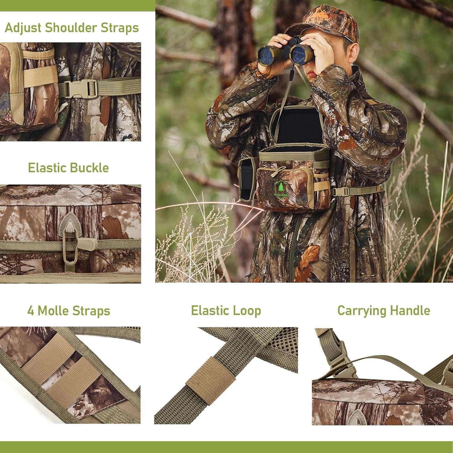Hunting Binocular Harness with Rangefinder Pouch & Rain Cover