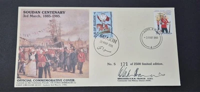 Australia 1985 Sudan Centenary Dual Franked Cover Brigadier Francis OBE Signed b - Image 1 of 2