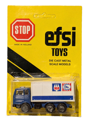 Vintage EFSI TOYS, Blue Mercedes Delivery Truck IGLO ~ Ola, NEW/MOC unpunched