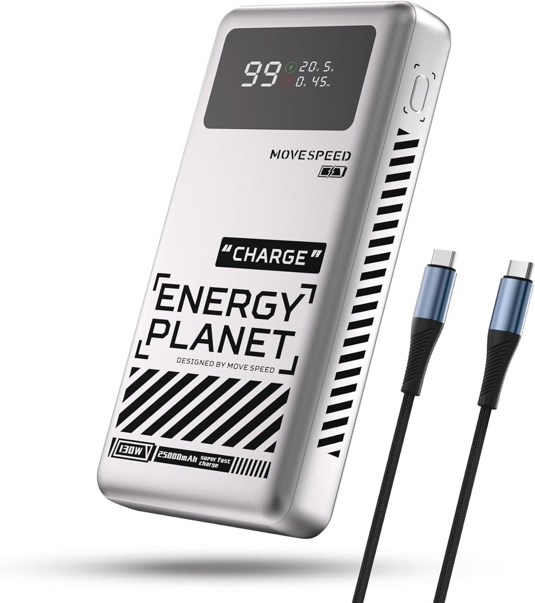 MoveSpeed 130W Power Bank 25000mAh 100W 65W Mobile Phone Laptop
