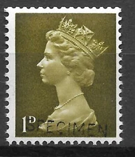 Sg 724s 1d Pre-decimal Machin with 'SPECIMEN' overprint UNMOUNTED MINT