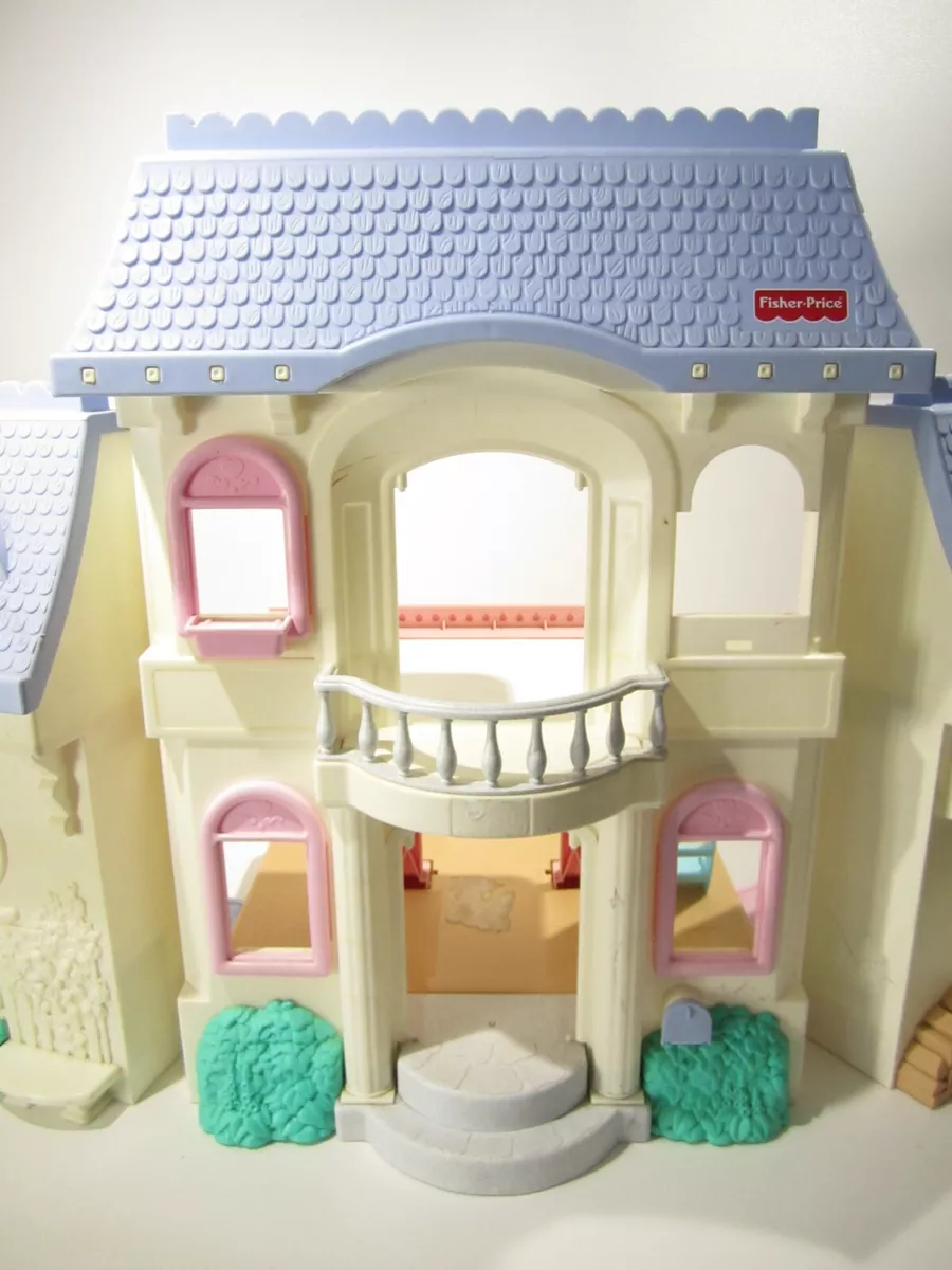 Vintage fisher price dollhouse cheap with blue roof