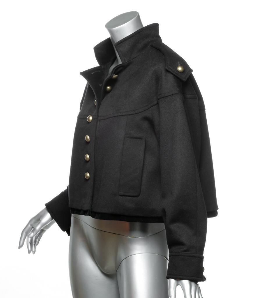 Cappotto giacca YVES SAINT LAURENT Rive Gauche nero cashmere ritagliato FR38 US6 M