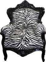 Casa Padrino Barock Sessel King Zebra / Schwarz - Antik Stil MöBel