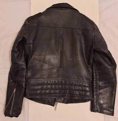 Vintage Biker Punk Rock Padded Leather Jacket Zip Pockets Vintage Biker Punk Rock Padded Leather Jacket Zip Pockets