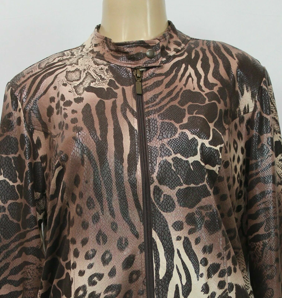 Effortless Style by Citiknits Women's Jacket Animal Print Brown Size M - Image 2 of 4