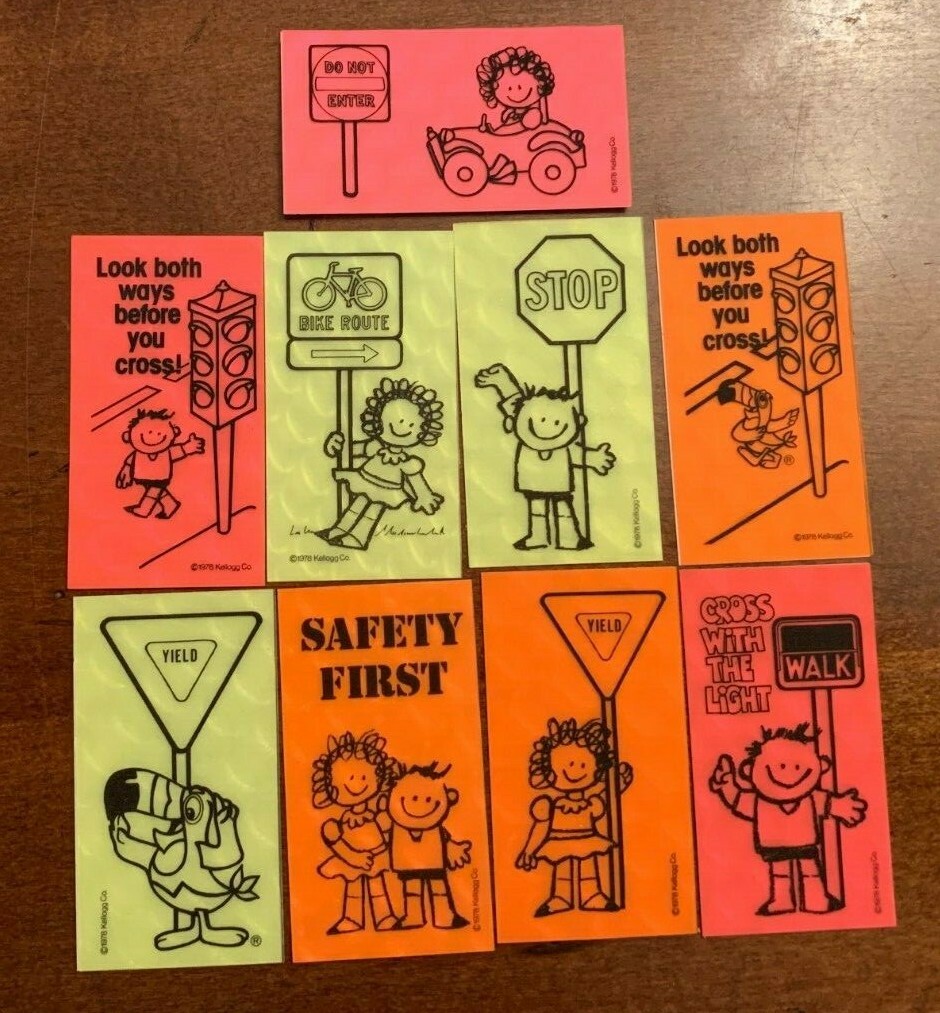 Rare 9 Vintage Kellogg Plastic Reflective Bike Safety Reflector Sticker