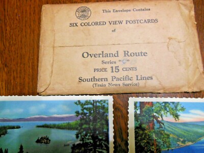 *6  SOUTHERN PACIFIC LINES POSTCARDS IN ORIGINAL ENVELOPE OVERLAND ROUTE...#70