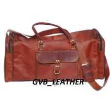 Men's Leather luggage weekender overnight Holiday Trip duffle large vintage bag