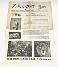 Vintage Ouwehands Zoo Publication Paper Rhenen Holland Netherlands 1951