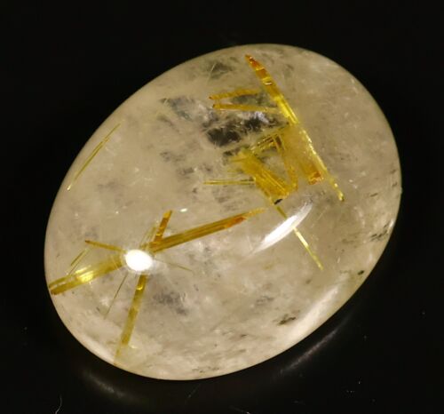 23 CT NATURAL TRANSLUCENT GOLDEN RUTILATED OVAL CABOCHON RING GEMSTONE EW-138 - Picture 1 of 5