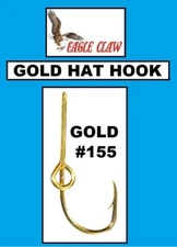 EAGLE CLAW GOLD HAT HOOK Fish Hook Hat Clip /Baseball Cap Pin NEW! #155A