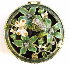 NEW GREEN CRYSTAL FLOWER+BUTTERFLY+FROG JEWELRY BOX+CONTAINER,LID+BOX MFB02
