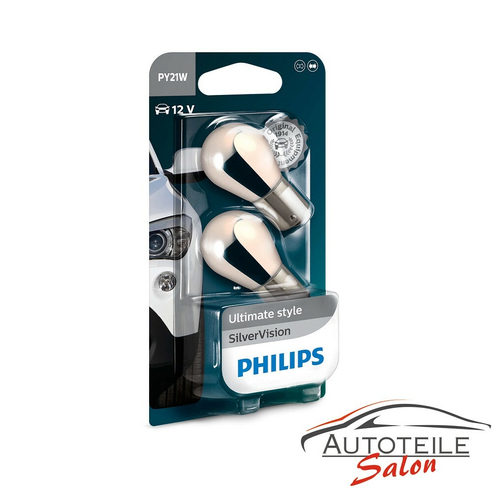Philips PY21W SilverVision Unsichtbare silberfarbene Blinker Lampe 12496SVB2