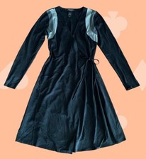 Kenneth Cole Black Faux Suede Wrap Dress, Size M/Medium