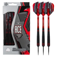 Harrows Ace Steel Tip Darts - Unique Non Slip Rubber - 20g 22g 24g or 26g