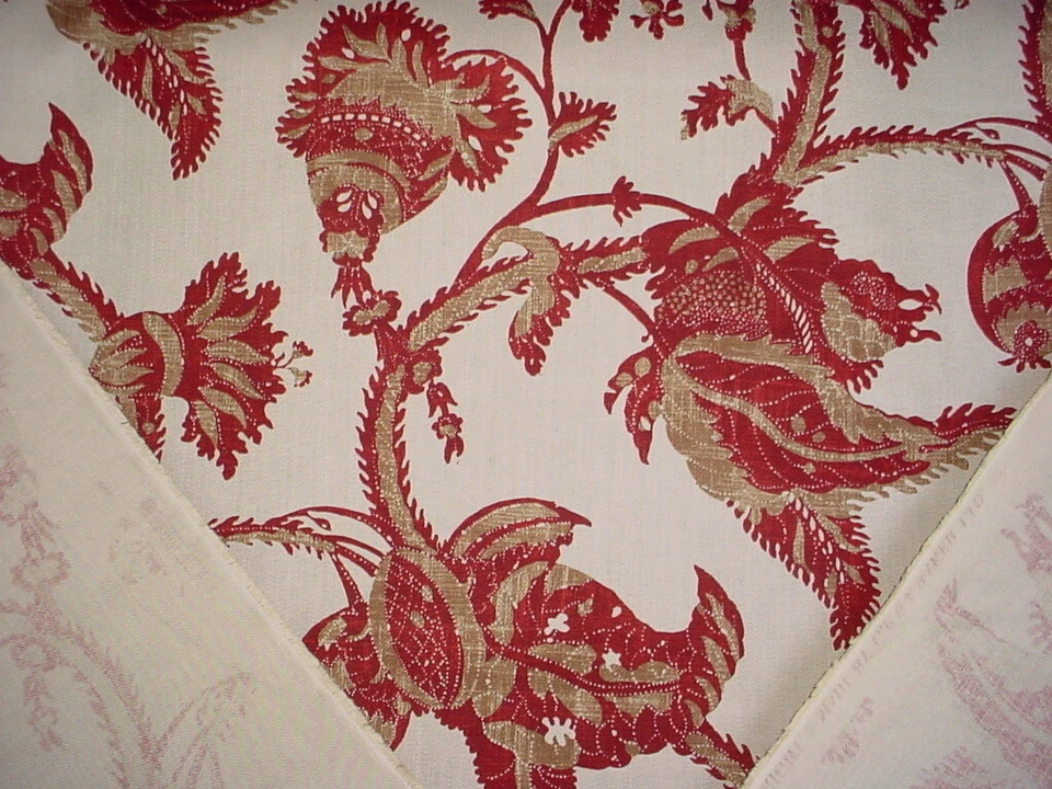 Tela de tapicería de lino de ladrillo de galleta exótica 15-3/8Y GP & J Baker R1371 Foto 4 de 4