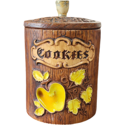 Treasure Craft Pottery Apple Wood Barrel Cookie Jar | eBay