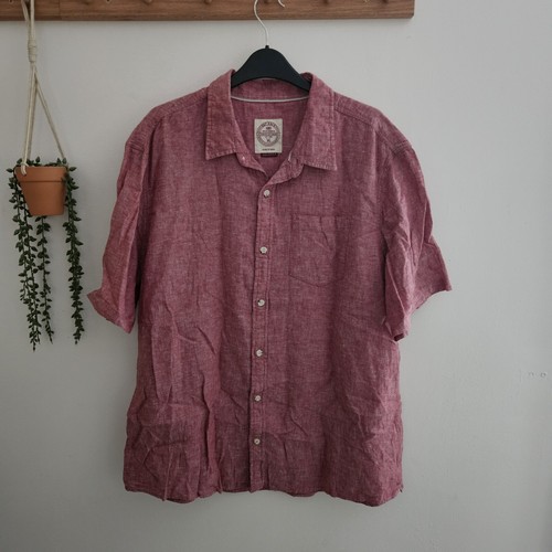 Fat Face Linen Mix Men’s Short Sleeved Shirt Size XXL Coral Pink eBay