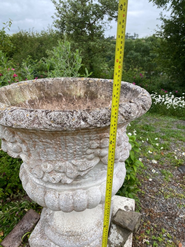 PAIR OF LARGE VINTAGE GARDEN URNS eBay