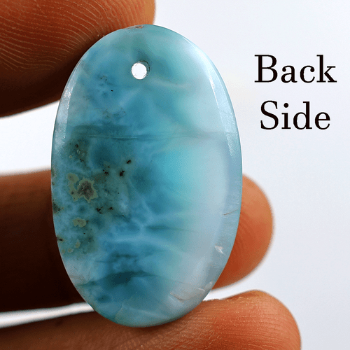 38 CT Natural Dominican Larimar AA+ Grade 31x20mm Oval Cabochon Drilled Gemstone - Picture 5 of 10