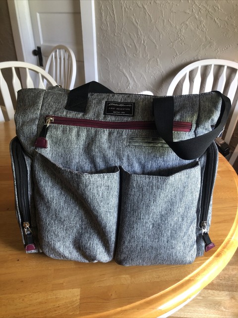 eddie bauer gray diaper bag