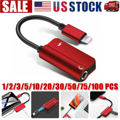 3.5mm Headphone Jack AUX Splitter Adapter and Charger For iPhone 12 11 XS X LOT