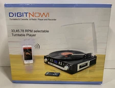 DIGITNOW Turntable & Cassette & Radio Record Player, Black