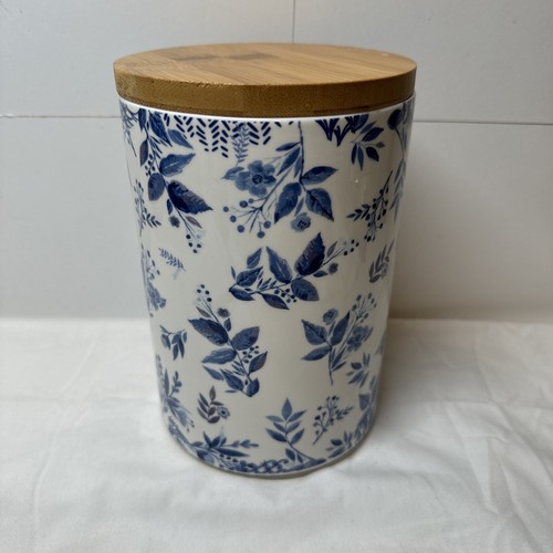Grace Pantry Blue Flowers Wood Lidded Canister Jars - TWO SIZES - Picture 2 of 23