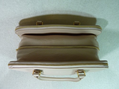 NEW Tory Burch Marion Triple Zip Light Oak Soft pink Pebbled Leather Satchel Bag - Picture 11 of 12