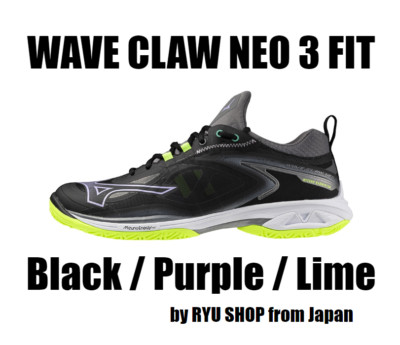 Mizuno Wave Claw Neo 3 Badminton Shoe Black / Purple / Lime