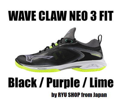 Mizuno Wave Claw Neo 3 Badminton Shoe Black / Purple / Lime